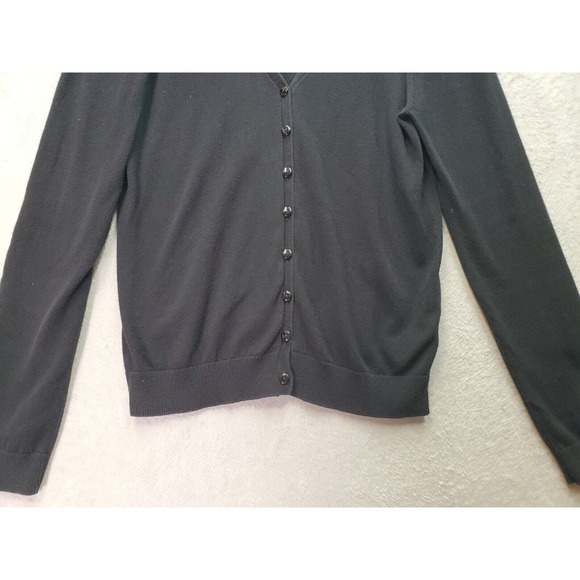 H&M Divided Cardigan Sweater Girls Size 10 Black Knit Cotton V Neck Button Front - Picture 3 of 8